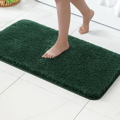 Obrázek produktu pro Koberček do koupelny, rohož do koupelny, měkká, protiskluzová, tmavě zelená, 70x120 cm, mikrovlákno, TPR