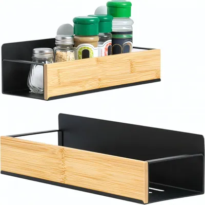 Imagen del producto de Estante magnético para hierbas, hecho de madera y acero, 2 unidades, color , para la cocina
