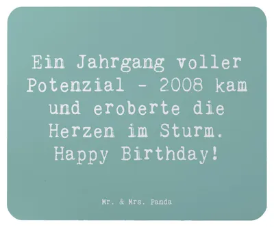 Produktbild von Mr. & Mrs. Panda Mauspad Spruch 2008 Geburtstag - Meeresbrise - Geschenk, Mouse Pad, laptop mousepad, Jubiläum, unvergesslicher Jahrgang, pc, Happy Birthday, Alter
