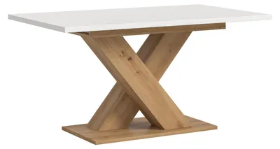 Produktbild von Esstisch ausziehbar Artisan/Weiß, X-Fußgestell, 150-190 cm
