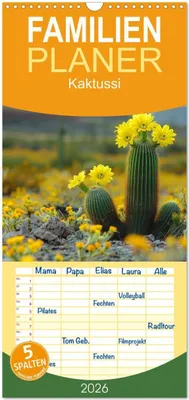 Produktbild von Familienplaner 2026 - Kaktussi mit 5 Spalten (Wandkalender, 21 x 45 cm) CALVENDO
