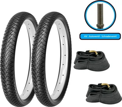 Produktbild von 2x Fahrradreifen SET 12x2,0 Zoll 50-203 Decke Mantel inkl. 2xAV Schlauch abgewinkelt