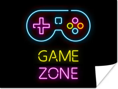 Produktbild von MuchoWow® Poster Controller - Spiel - Neon - Schwarz - Zitate - Spielzone 120x90 cm - Wandbild