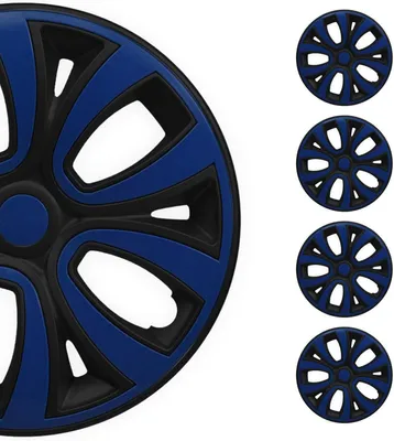 Produktbild von Radzierblende Radkappen, 4 Stück für 14 Zoll Stahlfelgen, dunkelblau/schwarz