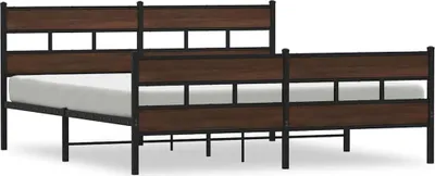 Obrázek produktu pro vidaXL Kovová postel bez matrace Hnědý dubový vzhled 183x213 cm