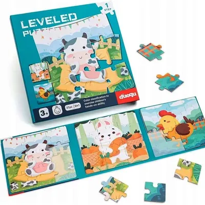 Zdjęcie produktu dla Magnetyczne Puzzle - Gospodarstwo - Książka 3 w 1 - Poziom 1 - Zabawka podróżna od 3 lat