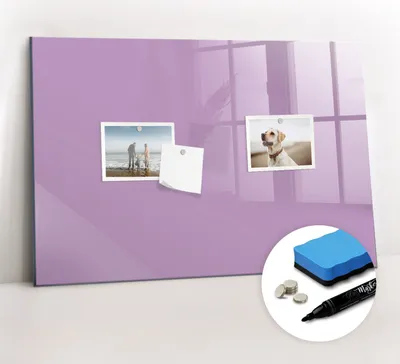 Produktbild von Magnetpinnwand Memoboard - Zubehörsatz - Schwarzer Marker + Schwamm + Magnete - 60 x 40 cm - Lila Farbe