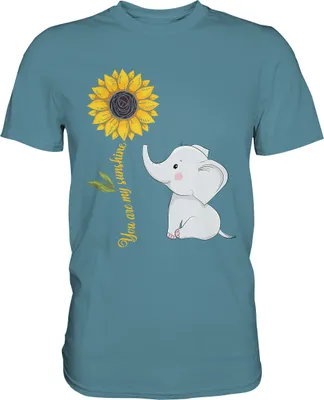 Produktbild von Elefant Sonnenblumen T-Shirt Gärtner Geschenk – Stone Blue / L