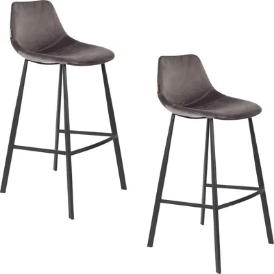 Produktbild von Dutchbone Franky Barhocker mit Rückenlehne 80 cm Grau - 2 er Set