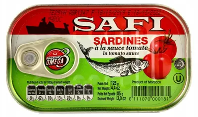 Zdjęcie produktu dla Sardynki w sosie pomidorowym Safi 0,125 kg