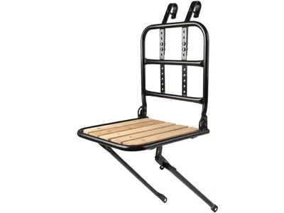 Produktbild von Vorderrad Gepäckträger aus Stahl und Buchenholz Fahrradgepäckträger VR Holz