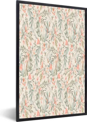 Produktbild von MuchoWow® MuchoWow® Gerahmtes Poster Blumen - Pastell - Blätter 40x60 cm - Poster mit zchwarzem Bilderrahmen - Papierdruck - Wandbilder