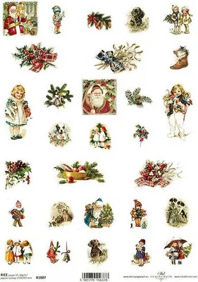 Produktbild von ITD Reispapier Decoupage Bastelpapier Softpapier, R1807 Weihnachtsmann, Dekorationen