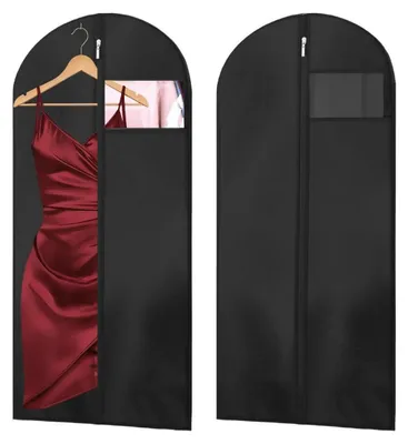 Produktbild von Kleidersack 2 Stück 100x60cm Faltbar mit Griffen Atmungsaktiv Reißverschluss Schwarz