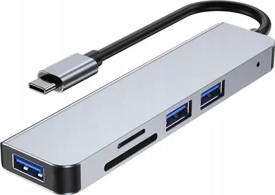 Produktbild von HUB USB-C 3xUSB 3.0 Adapter TF/SD Kartenleser Plug and Play