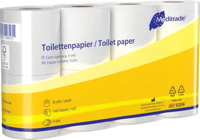 Produktbild von Hochwertiges Toilettenpapier - weiß - 4-lagig - 100%-Zellstoff - 56 Rollen