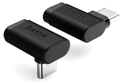 Produktbild von Hama USB-C-Winkeladapter 90°, USB 3.2 Gen2, 10 Gbit/s, 5 A, 240 W, 2er Set