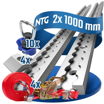 Produktbild von Airlineschiene Zurrschiene 2 x 1 m 1 Meter eckig m. Bohrungen, kpl. Set