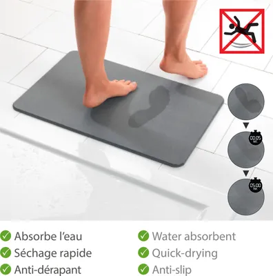 Zdjęcie produktu dla WENKO Dywanik łazienkowy Mata prysznicowa WC 60 x 39 cm Simi Szary antypoślizgowy