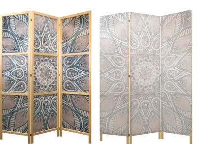 Image de Paravent XXL Mandala 225 x 171 cm - 5 panneaux - simple face - élégant brise-vue - séparateur de pièce - cloison - séparateur d'espace - bois - motif design - décoration - Japon p-C-0010-z-c