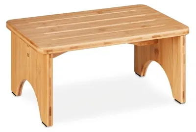 Produktbild von Relaxdays Fußbank Bambus, für Bad, Küche, Wohnzimmer, HBT: 17,5 x 39 x 25 cm, kleiner Fußhocker, Blumenhocker, natur