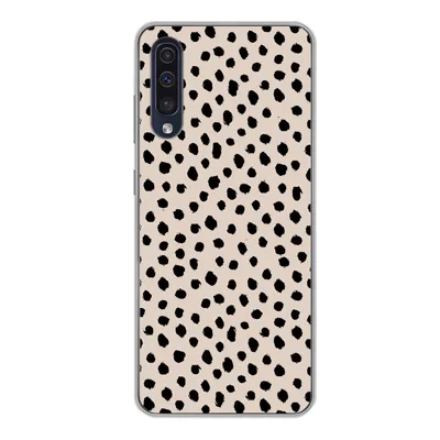 Produktbild von MuchoWow® Handyhülle Schutzhülle Hülle für Samsung Galaxy A50 Polka dots - Schwarz - Beige Silikon Softcase Handy Hülle - Mobiltelefonhülle