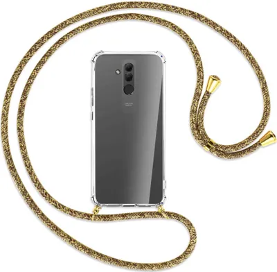 Produktbild von Handykette Backcover-Schutzhülle mit Band (Metall goldfarben) für Huawei Mate 20 lite - braun+beige