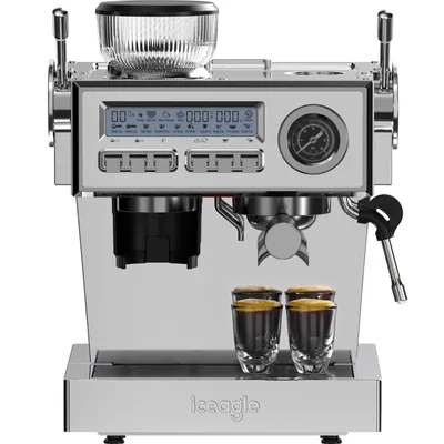 Produktbild von iceagle Espressomaschine mit Mahlwerk, Siebträgermaschine mit 20-Bar italienischer Pumpe, Kaffeemaschine mit Milchschäumer Barista Kit, 3 Temperatur