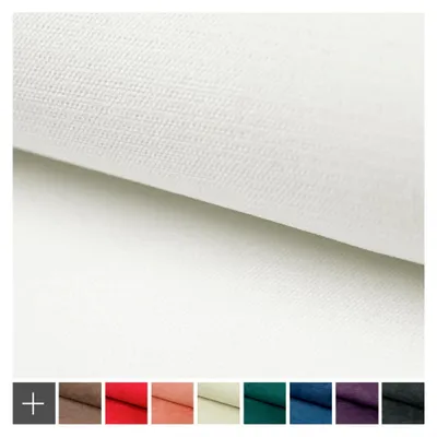 Produktbild von Samtiger Chenille-Stoff - Robuster Möbelstoff - Polsterstoff in 18 Farben - Pflegeleichte Meterware 1lfm | Farbe: 01 Weiß