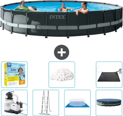 Produktbild von Intex Round Ultra XTR Frame Swimming Pool – 610 x 122 cm – inklusive Pumpe – Leiter – Bodenplane – Abdeckung Wartungspaket - Filterbälle - Solarmatte