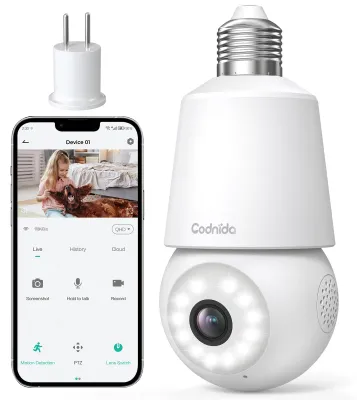 Zdjęcie produktu dla Bezprzewodowa kamera monitoringu WiFi z rozdzielczością 2K HD i funkcją noktowizji