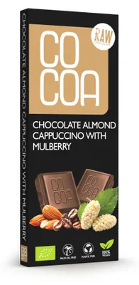 CZEKOLADA CAPPUCCINO MIGDAŁOWE Z MORWĄ BIO 40 g - COCOA