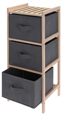 Produktbild von Fachregal von Excellent Houseware, Holz/Textil, 27,5 x 25,4 x 65 cm, braun/grau