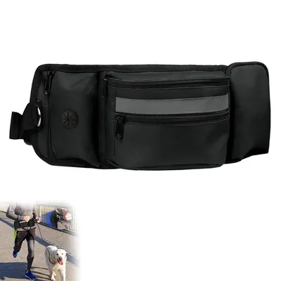 Produktbild von Trainingstasche für Hunde,Schwarz Leckerlitasche,Activity Snacktasche mit Reflektor, D-Ring, integriertem Kotbeutelspender und Wasserflaschenhalter
