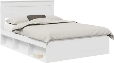Produktbild von vidaXL Bettrahmen mit Kopfteil Weiß 160 x 200 cm Massives Kiefernholz