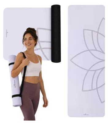 Obrázek produktu pro Jógová podložka, sportovní podložka 183 x 61 x 0,4 cm, podložka na pilates, tréninková podložka, fitness podložka, protiskluzová, s popruhem na přenášení, levandulová