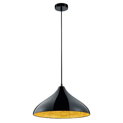 Produktbild von Vintage Pendelleuchte schwarz mit Spiegelglas Hängeleuchte Pendellampe retro