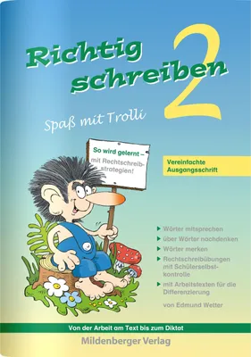 Produktbild von Richtig schreiben – Spaß mit Trolli, 2. Schuljahr, Vereinfachte Ausgangsschrift: Rechtschreibübungen mit Selbstkontrolle