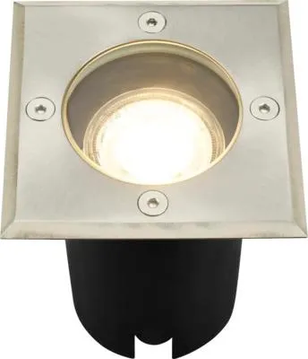 Zdjęcie produktu dla Lampa podłogowa wpuszczana Telefunken, wodoodporna IP67, szkło hartowane, kolor srebrny, wymiary: 10 x 10 x 11,5 cm