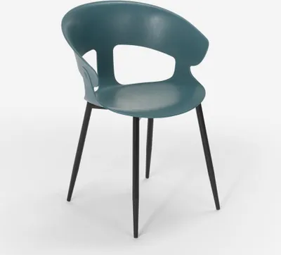 Produktbild von Stuhl im modernen Design aus Metall und Polypropylen für Küche Bar Restaurant Evelyn - Blau