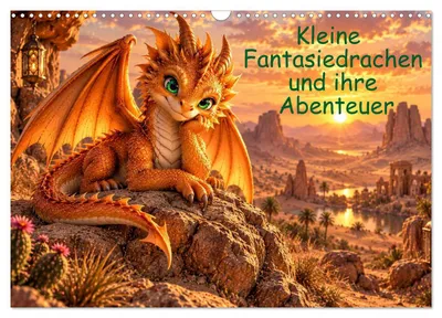 Produktbild von Kleine Fantasiedrachen und ihre Abenteuer (Wandkalender 2027 DIN A3 quer), CALVENDO Monatskalender