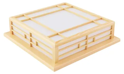 Zdjęcie produktu dla Japońska lampa sufitowa – płaska lampa sufitowa LED – 24 W, kwadratowa – 3000 K, ciepła biel – do sypialni o powierzchni 10–12 m² – białe drewno