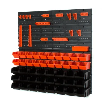 Image de 44 bacs gerbables avec étagère murale 80 x 80 cm | étagère murale de stockage