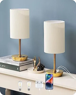 Produktbild von EDISHINE LED -Nachtlampe Touch Dimmable Set 2 Tisch Moderne kleine Ladefunktion USB -Anschlüsse Kabel Schlafzimmer Wohnzimmer Fensterblock Geschenk Go