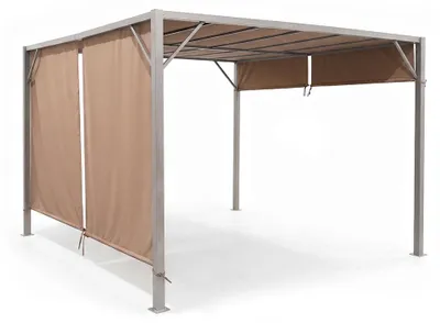 Immagine prodotto di Pergola di 3x4 metri in alluminio verniciato, con tetto e pannelli laterali in poliestere, robusta e versatile, ideale per giardino e terrazza – Zephir