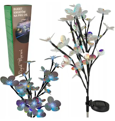Obrázok produktu pre Solárna záhradná lampa s LED kvetinami, 68 cm, studené svetlo, IP44