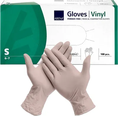Image de ABENA® Classic Vinyl Gants à usage unique, transparent, boîte = 100 pièces, taille S, PUDERFREI Gants d'examen non stériles
