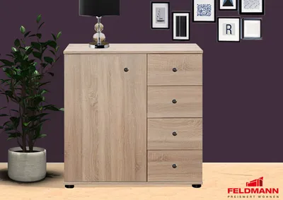 Image de Buffet à tiroirs 82 cm, chêne brut de sciage, neuf