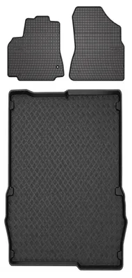Productafbeelding van Rubberen automatten + kofferbakmat voor Citroen Berlingo II 2008-2018 – 3-delig, zwart, op maat – Wielganizator SolidPRO