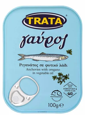 Produktbild von Sardellen (Anchovies) mit Oregano in Öl 100g Trata